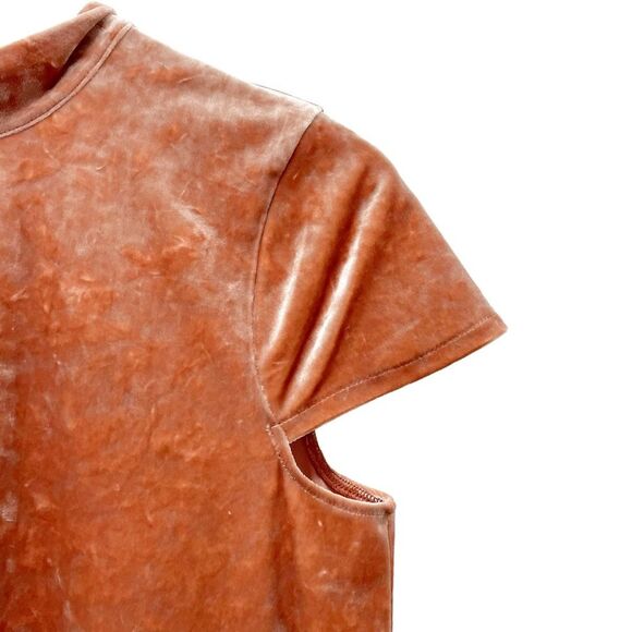 Madewell Crushed Velvet Mockneck Tie Neck Shift Dress Peach Pink Size Small - Picture 6 of 15